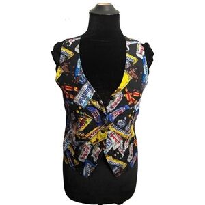 90s Nicole Miller Novelty Chocolate Silk Vest